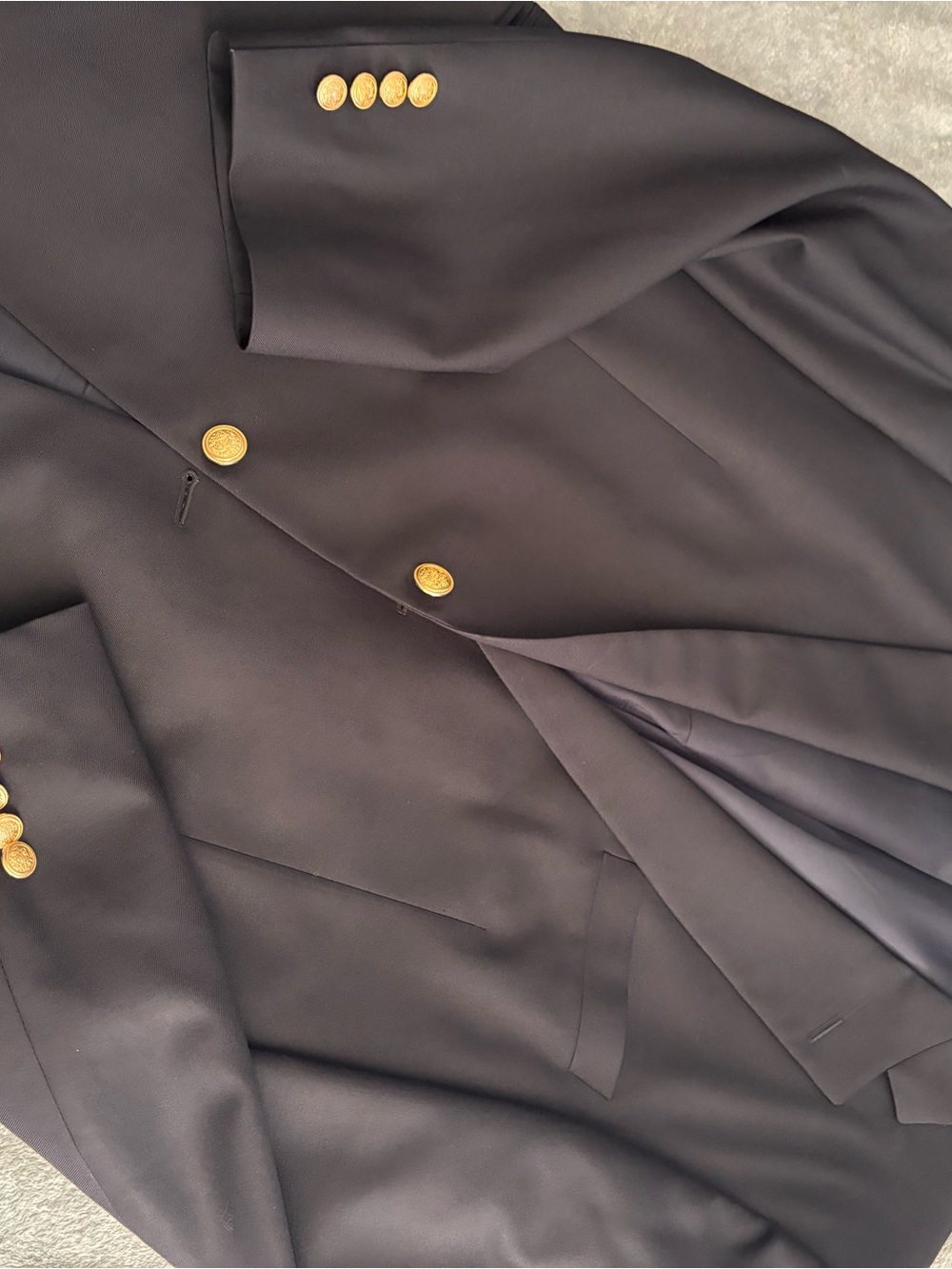 Samuelsohn Black Double-Breasted Blazer with Gold Buttons